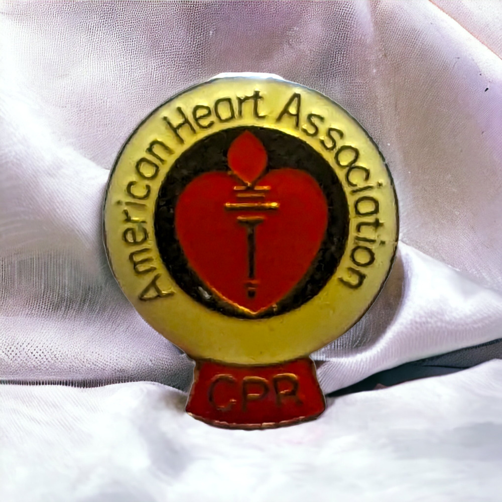 American Heart Association CPR Vintage Enamel Hat Lapel Pin Tie Tack